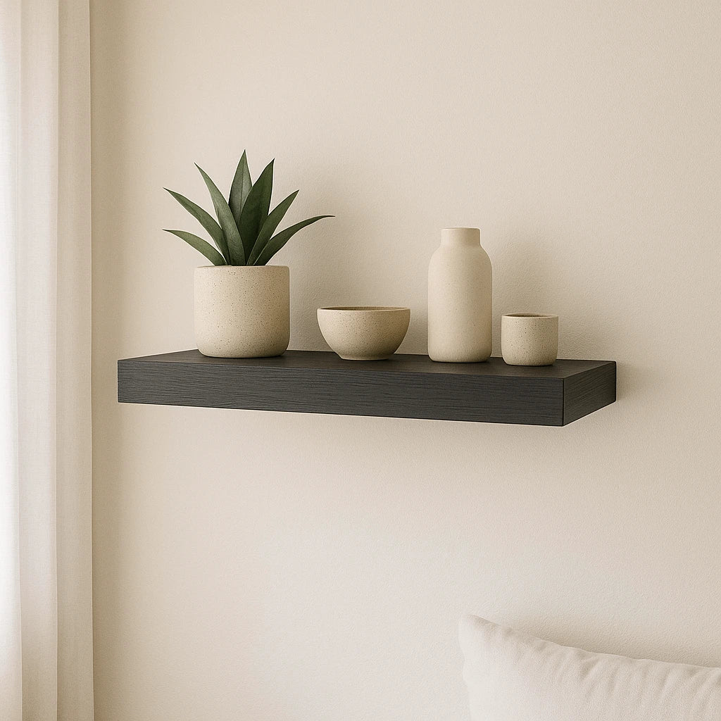 White oak custom floating shelves